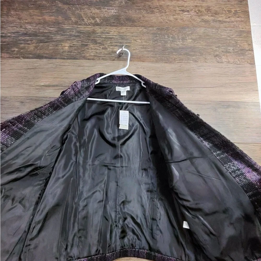 Christopher & Banks Purple and Black Plaid Blazer